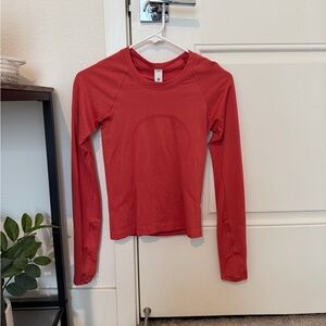 Lululemon Swiftly Tech Long Sleeve Waist Length Desert Red